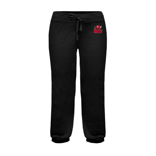 ENZA Womens Black Banded Fleece Capri-Official Logo