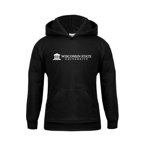 Youth Black Fleece Hoodie-University Wordmark
