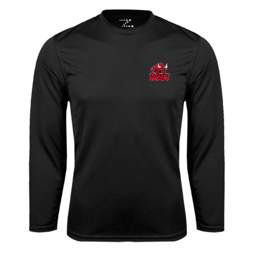 Black Performance Long Sleeve Shirt-Official Logo