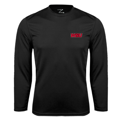 Black Performance Long Sleeve Shirt-WSU