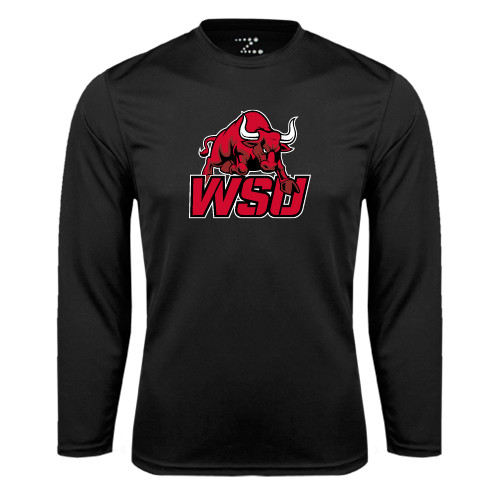 Black Performance Long Sleeve Shirt-Official Logo