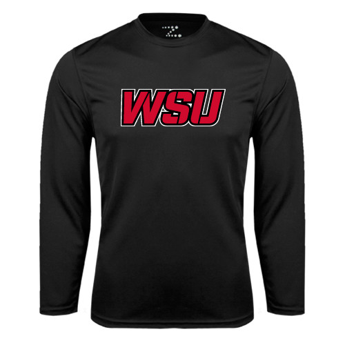 Black Performance Long Sleeve Shirt-WSU
