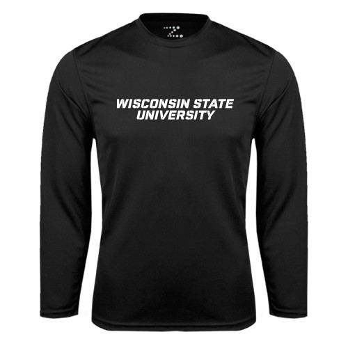 Black Performance Long Sleeve Shirt-Athletic Wordmark