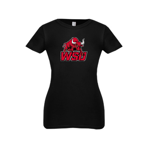 Next Level Girls Black Fashion Fit T Shirt-Official Logo
