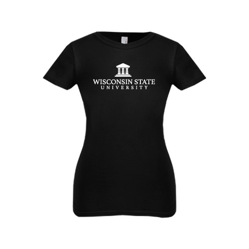 Next Level Girls Black Fashion Fit T Shirt-University Mark