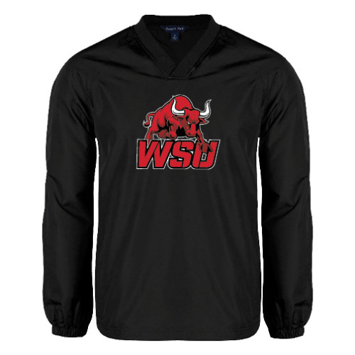 Black V Neck Raglan Windshirt-Official Logo