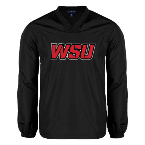 Black V Neck Raglan Windshirt-WSU