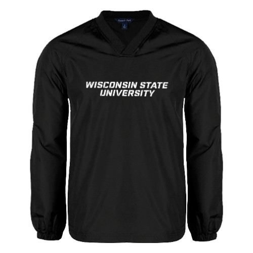 Black V Neck Raglan Windshirt-Athletic Wordmark