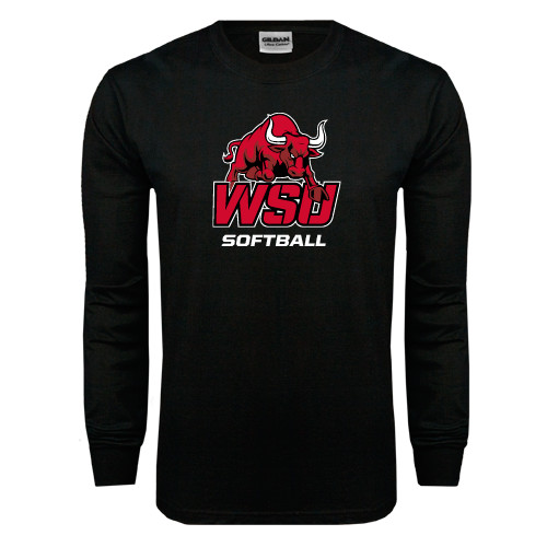 Black Long Sleeve T Shirt-Softball