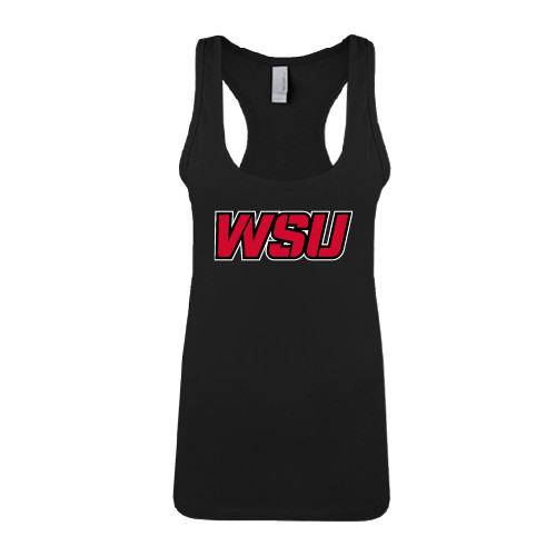 Next Level Womens Black Racerback Tank -WSU