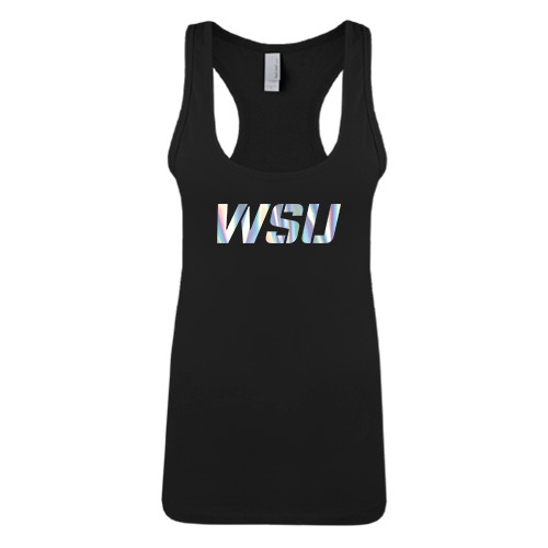 Next Level Womens Black Racerback Tank -WSU Foil