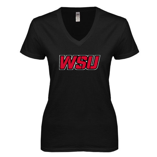 Next Level Womens Black Ideal V Tee-WSU