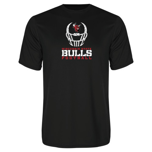 Black Performance Tee-Football Helmet Design