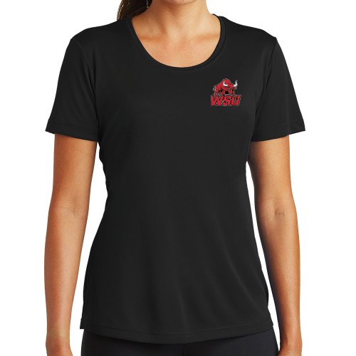 Womens Black Performance Tee-Official Logo