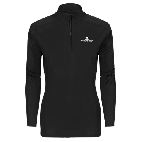 Syntrel Womens Black Interlock 1/4 Zip-University Mark