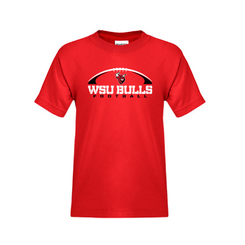 Youth Red T Shirt-Arched Football Design