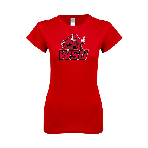 Next Level Womens Red Boyfriend Tee-Official Logo