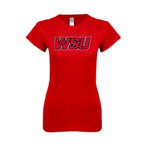 Next Level Womens Red Boyfriend Tee-WSU