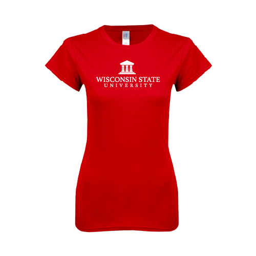 Next Level Womens Red Boyfriend Tee-University Mark