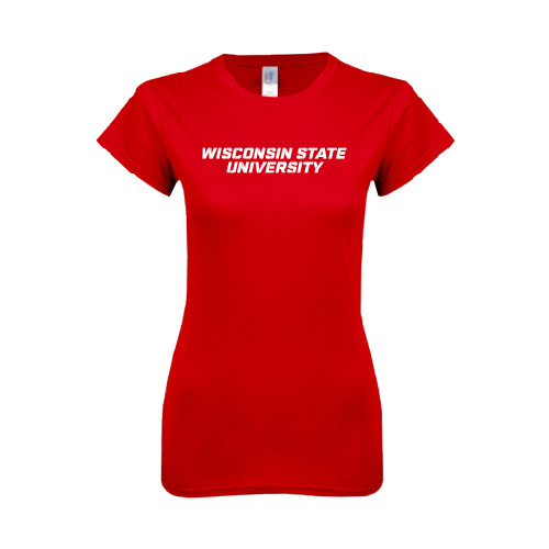 Next Level Womens Red Boyfriend Tee-Athletic Wordmark