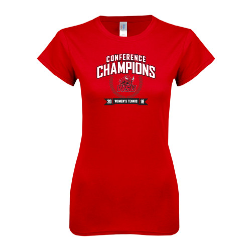 Next Level Womens Red Boyfriend Tee-Tennis Conference Champions