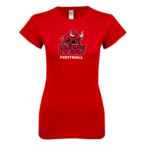Next Level Womens Red Boyfriend Tee-Football