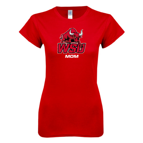 Next Level Womens Red Boyfriend Tee-Mom