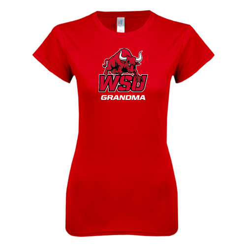 Next Level Womens Red Boyfriend Tee-Grandma