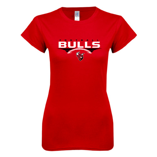 Next Level Womens Red Boyfriend Tee-Football Design