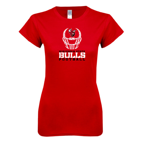 Next Level Womens Red Boyfriend Tee-Football Helmet Design