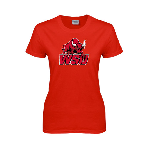 Womens Short Sleeve Red Tee-Official Logo