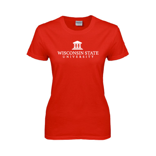 Womens Short Sleeve Red Tee-University Mark
