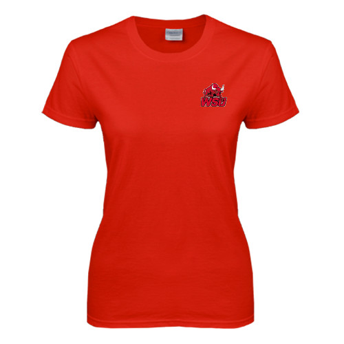 Womens Short Sleeve Red Tee-Official Logo