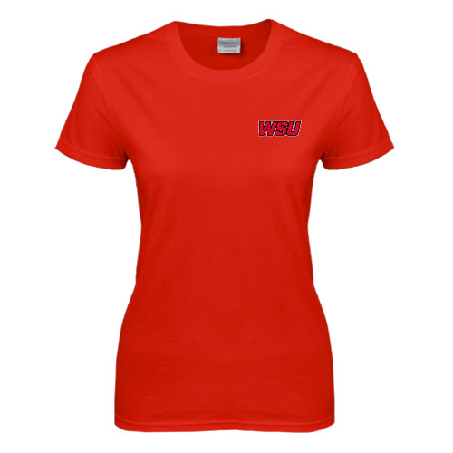 Womens Short Sleeve Red Tee-WSU