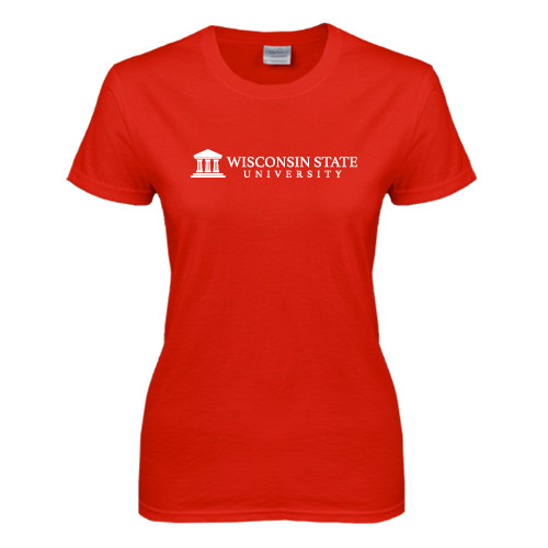 Womens Short Sleeve Red Tee-University Wordmark