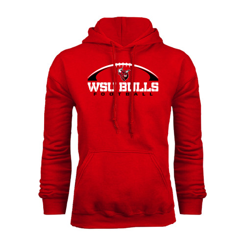 Red Fleece Hoodie-Arched Football Design