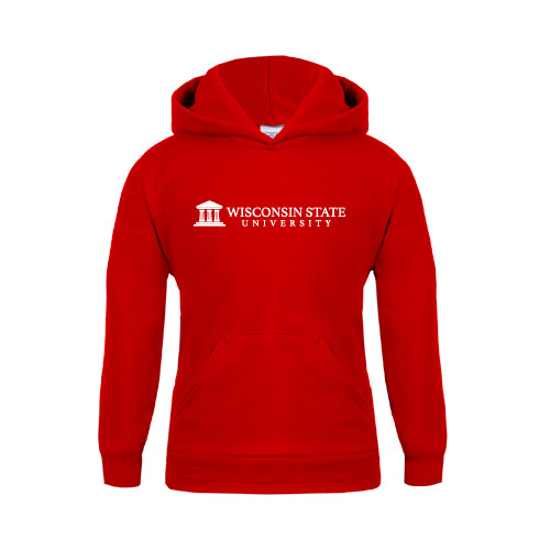 Youth Red Fleece Hoodie-University Wordmark