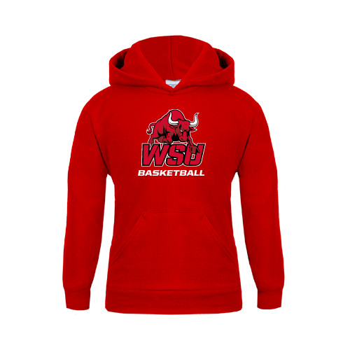 Youth Red Fleece Hoodie-Basketball