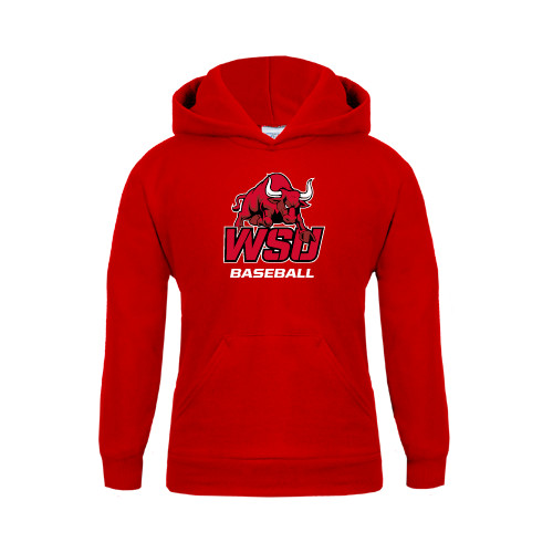 Youth Red Fleece Hoodie-Baseball