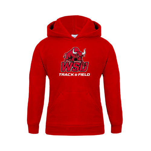 Youth Red Fleece Hoodie-Track and Field