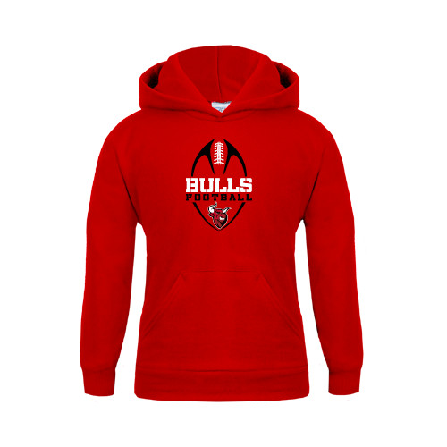 Youth Red Fleece Hoodie-Tall Football Design
