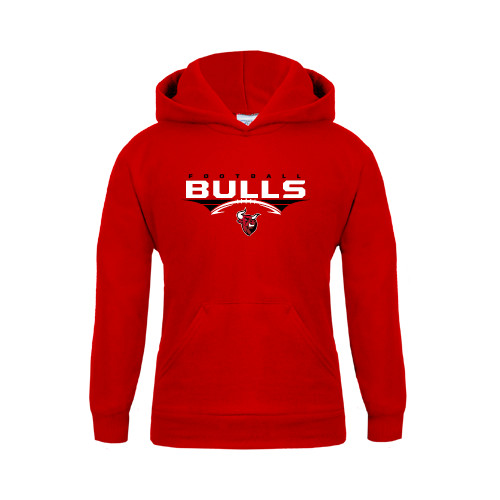 Youth Red Fleece Hoodie-Football Design