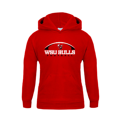 Youth Red Fleece Hoodie-Arched Football Design