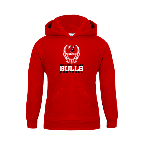Youth Red Fleece Hoodie-Football Helmet Design