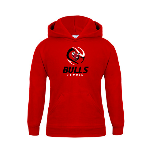 Youth Red Fleece Hoodie-Tennis Ball Design