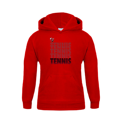 Youth Red Fleece Hoodie-Tennis Design