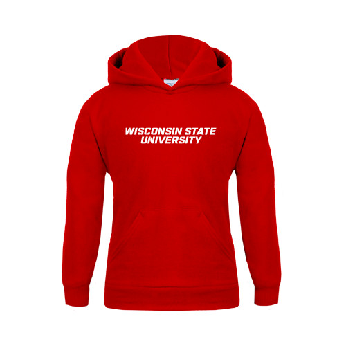Youth Red Fleece Hoodie-Athletic Wordmark