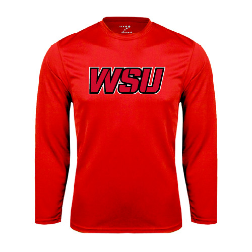 Red Performance Long Sleeve Shirt-WSU