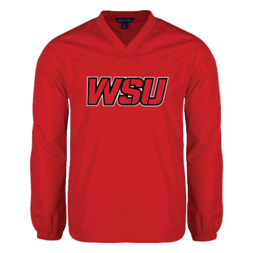 Red V Neck Raglan Windshirt-WSU