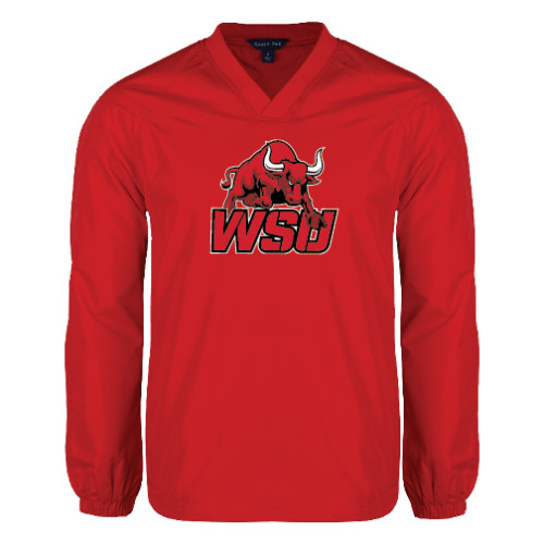 Red V Neck Raglan Windshirt-Official Logo